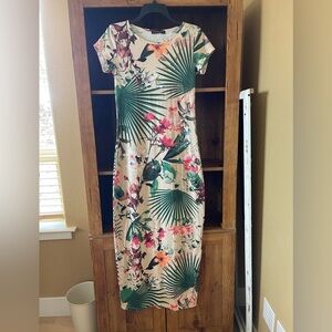 Tropical Floral Midi Dress